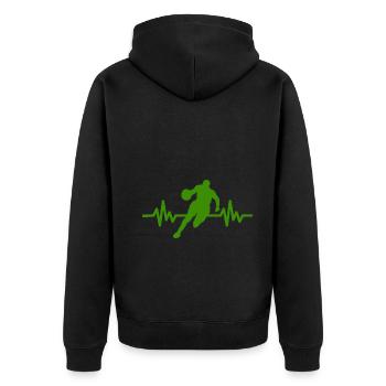 Haertbeat Basketball - USA - Team Sport - Hoops - Unisex Premium Bio Zip Hoodie - Schwarz - Hinten - Nico (187cm)