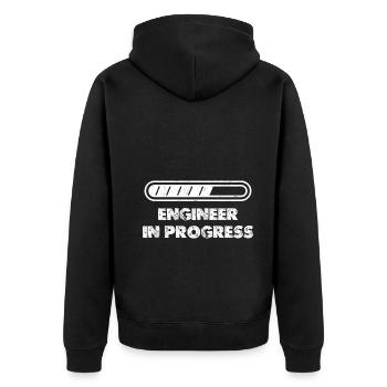 Ingenieur in Arbeit Nerd Geek Technik-Liebhaber - Unisex Premium Bio Zip Hoodie - Schwarz - Hinten - Nico (187cm)