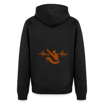 Herzschlag Turmspringer - Wassersport Athlet - Unisex Premium Bio Zip Hoodie - Schwarz - Hinten - Nico (187cm)