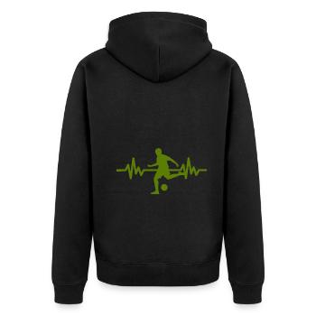 Herzschlag - Soccer / Sportverein Kicker Fußball - Unisex Premium Bio Zip Hoodie - Schwarz - Hinten - Nico (187cm)