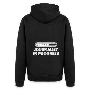 Journalist in Work Writer Journalism-L - Unisex Premium Organic Zip Hoodie - black - Back - Nico (187cm)