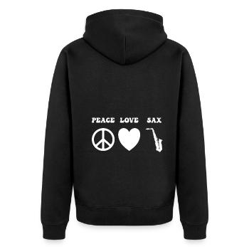 Love Saxophone - Unisex Premium Organic Zip Hoodie - black - Back - Nico (187cm)