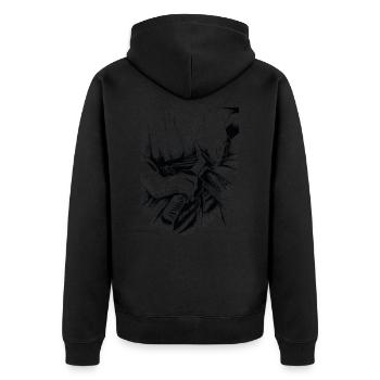 Samurai Katana Bleistift Kunst Design handgemalt - Unisex Premium Bio Zip Hoodie - Schwarz - Hinten - Nico (187cm)