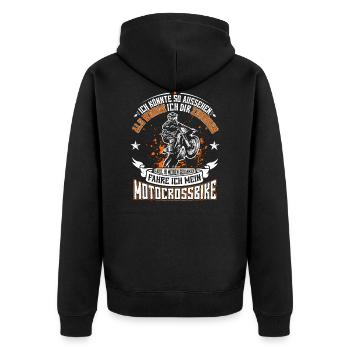 Motocross - Unisex Premium Bio Zip Hoodie - Schwarz - Hinten - Nico (187cm)