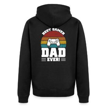 Gamer Dad Vatertag Papa Dad für Vater Geschenk - Unisex Premium Bio Zip Hoodie - Schwarz - Hinten - Nico (187cm)