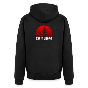 Samurai Japan - Unisex Premium Bio Zip Hoodie - Schwarz - Hinten - Nico (187cm)