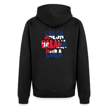 Salsa Havanna Kuba - Unisex Premium Bio Zip Hoodie - Schwarz - Hinten - Nico (187cm)