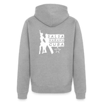 Salsa La Havane Cuba - Veste à capuche bio Premium Unisexe - gris chiné - Dos - Nico (187cm)