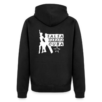 Salsa Havanna Kuba - Unisex Premium Bio Zip Hoodie - Schwarz - Hinten - Nico (187cm)