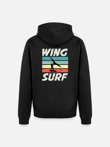 Wing Surf Silhouette Wing Foiler Wingfoiler - Felpa con cappuccio ecologica premium unisex - nero