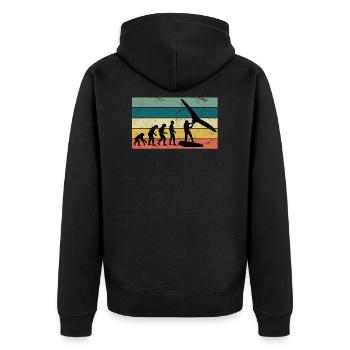 Wing Foil Evolution Geschenk Affe Mensch Foiler - Unisex Premium Bio Zip Hoodie - Schwarz - Hinten - Nico (187cm)