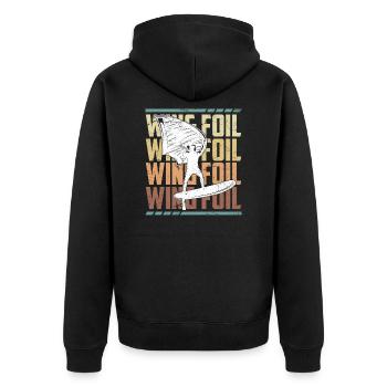 Wing Foil Wing Surf Saying Logo Lettering - Unisex Premium Organic Zip Hoodie - black - Back - Nico (187cm)