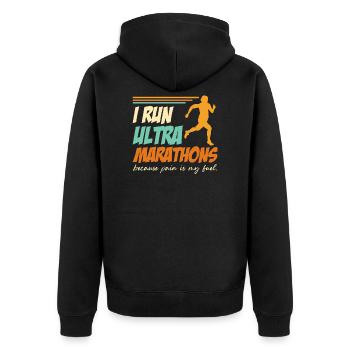 Ultra Marathon Runner Gift Run Jogging Saying - Unisex Premium Organic Zip Hoodie - black - Back - Nico (187cm)