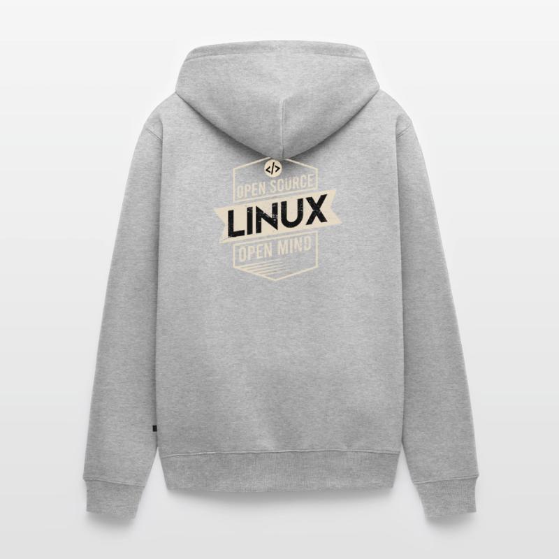 Open Source Open Mind Linux Betriebssystem Unisex Premium Bio Zip Hoodie