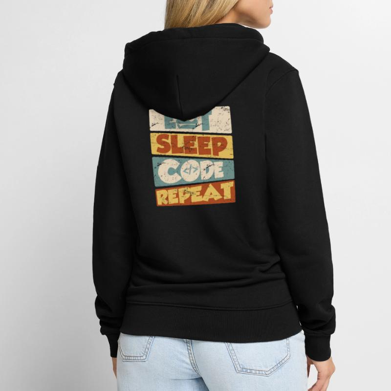Programmeur développeur IT Spruch Eat Sleep Code Veste à capuche bio Premium Unisexe