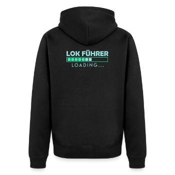 Lok Führer Lokführer Geschenk werdender Zug Führer - Unisex Premium Bio Zip Hoodie - Schwarz - Hinten - Nico (187cm)
