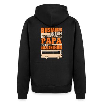 Busfahrer Geschenk Bus Fahrer Papa Vater - Unisex Premium Bio Zip Hoodie - Schwarz - Hinten - Nico (187cm)