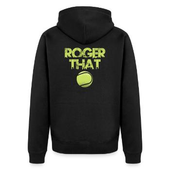 Tennisman sort Roger That Tennisball - Veste à capuche bio Premium Unisexe - noir - Dos - Nico (187cm)