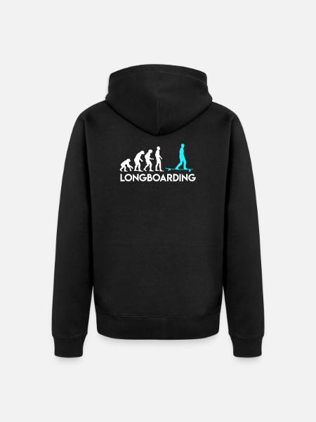 Monkey Human Longboarder Evolution Evolution - Unisex Premium Organic Zip Hoodie - black