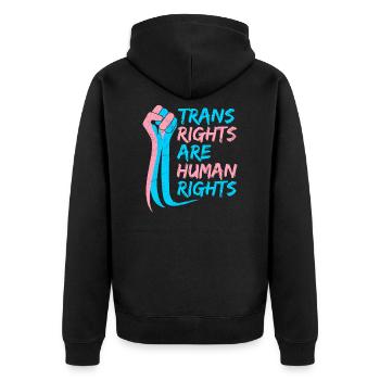 Trans Rights are Human rights Trans LGBT Pride - Veste à capuche bio Premium Unisexe - noir - Dos - Nico (187cm)