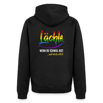 Lächle wenn du Schwul bist Gay Pride LGBT Pride - Unisex Premium Bio Zip Hoodie - Schwarz - Hinten - Nico (187cm)