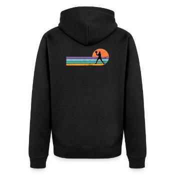 Tennis Tennisspieler Vintage Logo Tennis - Unisex Premium Bio Zip Hoodie - Schwarz - Hinten - Nico (187cm)