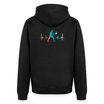 Tennis Herzschlag Herzfrequenz Tennisspieler - Unisex Premium Bio Zip Hoodie - Schwarz - Hinten - Nico (187cm)