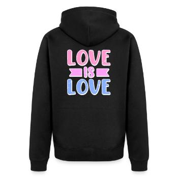 Gay Bi Bisexuel Sort Love is Love - Veste à capuche bio Premium Unisexe - noir - Dos - Nico (187cm)