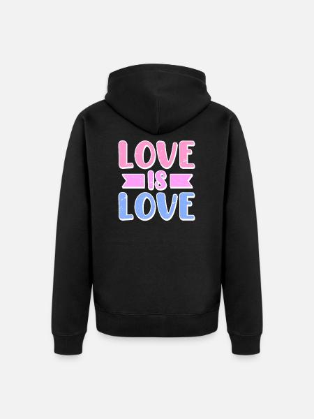 Homosexuell Bi Bisexuell Spruch Love is Love - Unisex Premium Bio Zip Hoodie - Schwarz