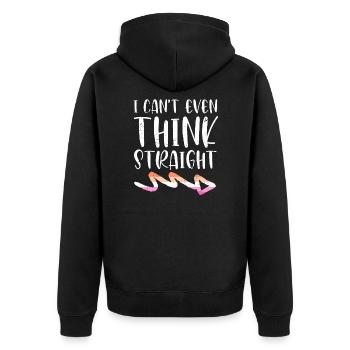 I can't even think straight lesbian saying - Unisex Premium Organic Zip Hoodie - black - Back - Nico (187cm)