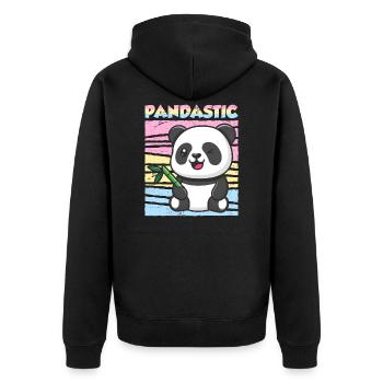 Panda Spruch Pandastic Pansexuell Geschenk - Unisex Premium Bio Zip Hoodie - Schwarz - Hinten - Nico (187cm)