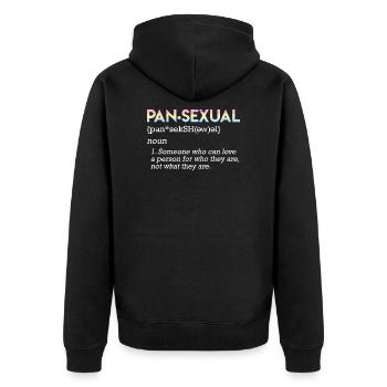 LGBT Pride Pansexuell Bedeutung Definition - Unisex Premium Bio Zip Hoodie - Schwarz - Hinten - Nico (187cm)