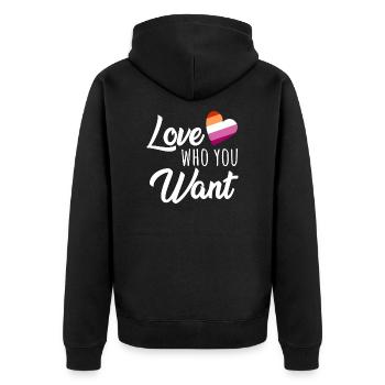 Lesbien Sort Love who you want Lesbian Pride - Veste à capuche bio Premium Unisexe - noir - Dos - Nico (187cm)