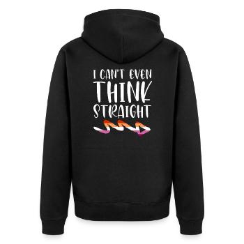 I can't even think straight LGBT Pride Lesbisch - Unisex Premium Bio Zip Hoodie - Schwarz - Hinten - Nico (187cm)