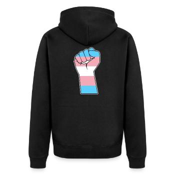 Drapeau transgenre Transsexuel Faust Trans Pride - Veste à capuche bio Premium Unisexe - noir - Dos - Nico (187cm)