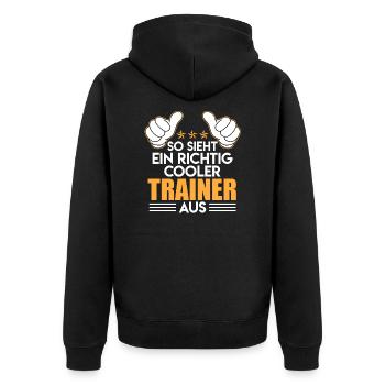 Tennis cooler Tennistrainer Spruch Tennis Geschenk - Unisex Premium Bio Zip Hoodie - Schwarz - Hinten - Nico (187cm)