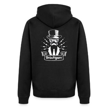 Bräutigam Zylinder Hut Sonnenbrille Polterabend - Unisex Premium Bio Zip Hoodie - Schwarz - Hinten - Nico (187cm)
