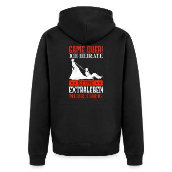 Lustiger Bräutigam Spruch Game Over Hochzeit - Unisex Premium Bio Zip Hoodie - Schwarz - Hinten - Nico (187cm)