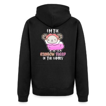 Lesbian saying Rainbow Sheep LGBT Pride sheep - Unisex Premium Organic Zip Hoodie - black - Back - Nico (187cm)