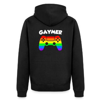 LGBT Pride sort Gaymer Gay Gamer blague amusant CSD - Veste à capuche bio Premium Unisexe - noir - Dos - Nico (187cm)