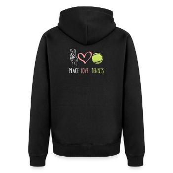 Peace Love Tennis Tennisspieler Tennisball Liebe - Unisex Premium Bio Zip Hoodie - Schwarz - Hinten - Nico (187cm)