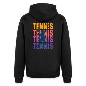 Tennisspieler Tennis Logo Vintage Sportler - Unisex Premium Bio Zip Hoodie - Schwarz - Hinten - Nico (187cm)
