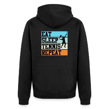 Tennis Tennisspieler Tennisschläger Geschenk - Unisex Premium Bio Zip Hoodie - Schwarz - Hinten - Nico (187cm)