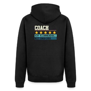 Tennis Coach 5 Sterne Bewertung Best Coach ever - Unisex Premium Bio Zip Hoodie - Schwarz - Hinten - Nico (187cm)
