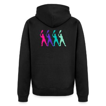 Cooles Tennis Tennisspieler Geschenk Tennisturnier - Unisex Premium Bio Zip Hoodie - Schwarz - Hinten - Nico (187cm)