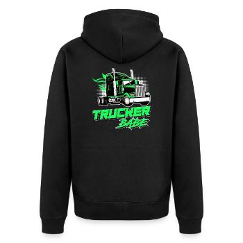Lastwagen Fahrerin LKW-Fahrerin Trucker Frauen - Unisex Premium Bio Zip Hoodie - Schwarz - Hinten - Nico (187cm)