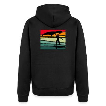 Vintage Wing Foil Wing Surf Gift Wingfoiler - Unisex Premium Organic Zip Hoodie - black - Back - Nico (187cm)
