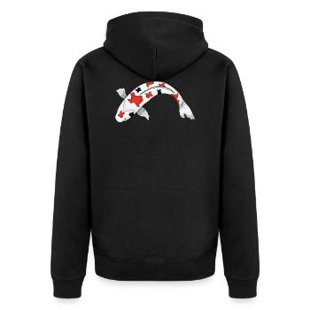 Sanke Koi-Fischdesign für Koi-Teich-Besitzer - Unisex Premium Bio Zip Hoodie - Schwarz - Hinten - Nico (187cm)