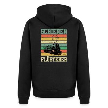 Schienen Flüsterer Eisenbahner Modelleisenbahn - Unisex Premium Bio Zip Hoodie - Schwarz - Hinten - Nico (187cm)
