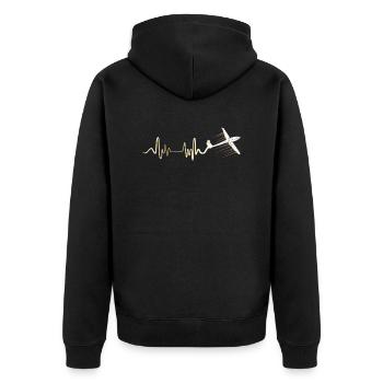 Segelflug Herzschlag Herzlinie Herzfrequenz - Unisex Premium Bio Zip Hoodie - Schwarz - Hinten - Nico (187cm)